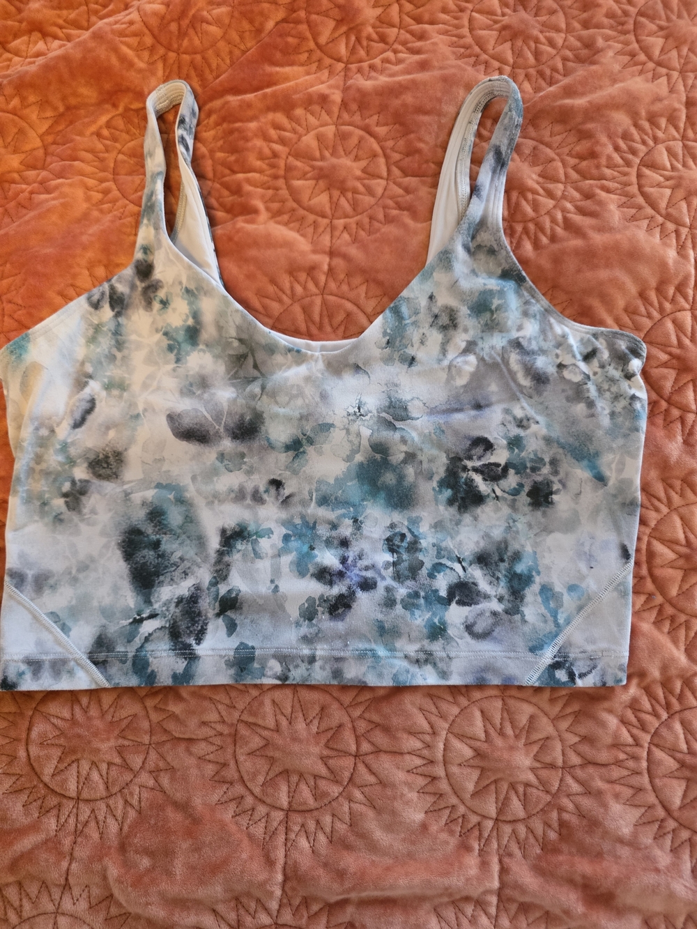 lululemon athletica Tie-Dye Scoop Crop Tank - Teal/Gray